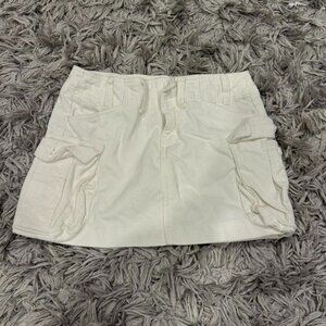 John Galt white corduroy cargo skirt size small